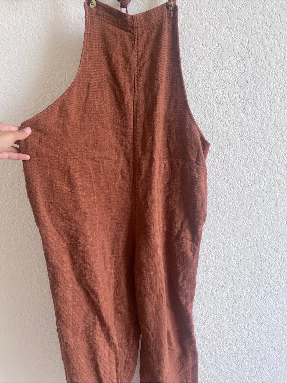 Free People Rust Linen Blend Overalls Jumpsuit - Picture 2 of 4